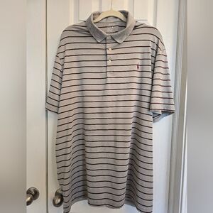 Men's Gray Striped Polo Shirt
